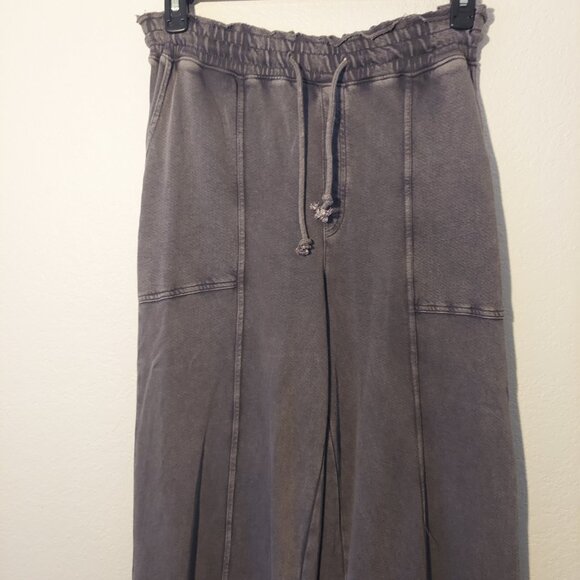 NWOT Arizona Jean Wide Leg Sweatpants 100 % Cotton Charcoal Size S - Picture 4 of 6